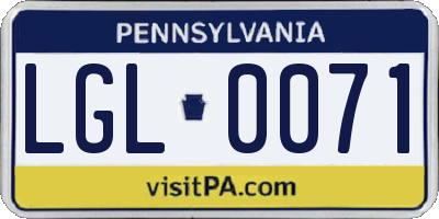 PA license plate LGL0071