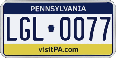 PA license plate LGL0077
