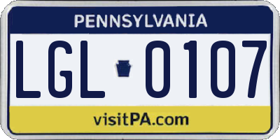 PA license plate LGL0107