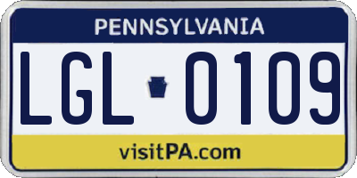 PA license plate LGL0109