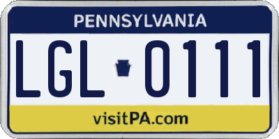 PA license plate LGL0111