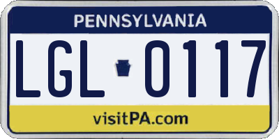 PA license plate LGL0117