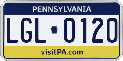 PA license plate LGL0120