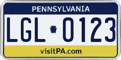 PA license plate LGL0123