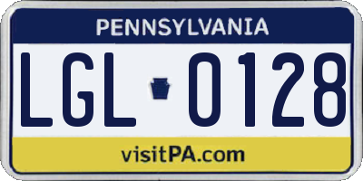PA license plate LGL0128
