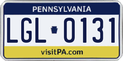 PA license plate LGL0131