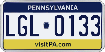 PA license plate LGL0133