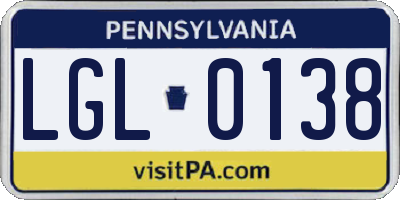 PA license plate LGL0138