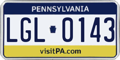 PA license plate LGL0143