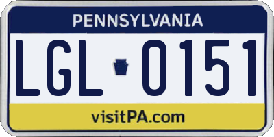 PA license plate LGL0151
