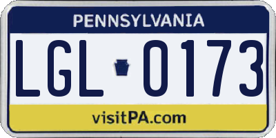 PA license plate LGL0173