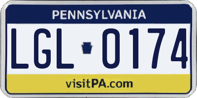 PA license plate LGL0174
