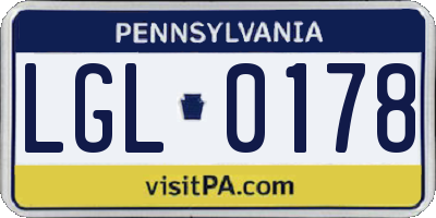 PA license plate LGL0178
