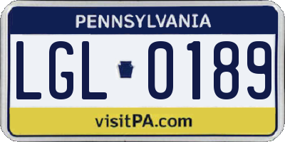PA license plate LGL0189
