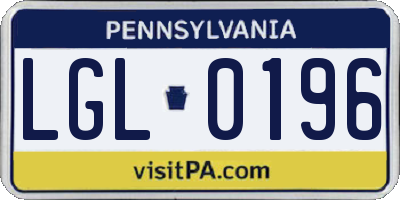 PA license plate LGL0196