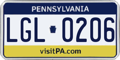 PA license plate LGL0206