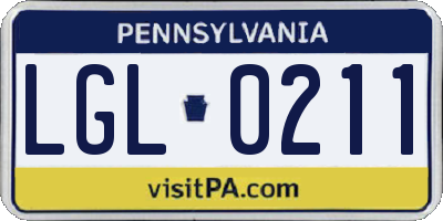 PA license plate LGL0211