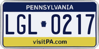 PA license plate LGL0217