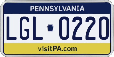 PA license plate LGL0220