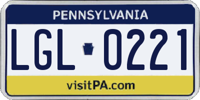 PA license plate LGL0221
