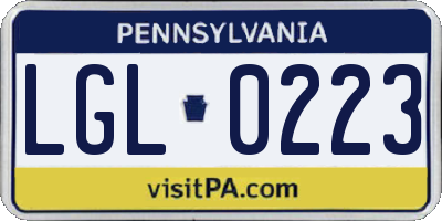 PA license plate LGL0223