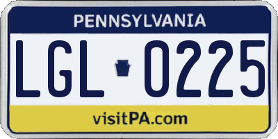 PA license plate LGL0225