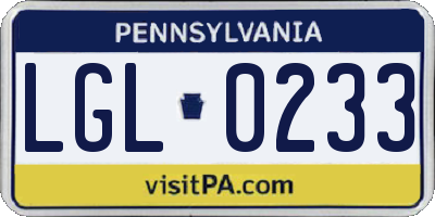 PA license plate LGL0233