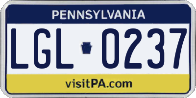 PA license plate LGL0237