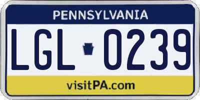 PA license plate LGL0239