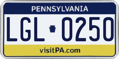 PA license plate LGL0250