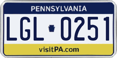 PA license plate LGL0251