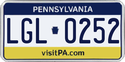 PA license plate LGL0252