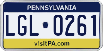 PA license plate LGL0261