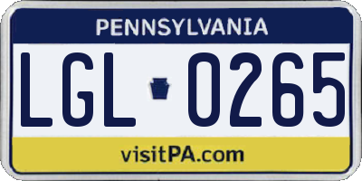 PA license plate LGL0265