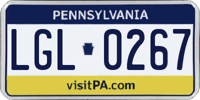 PA license plate LGL0267