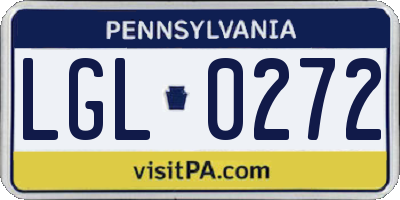 PA license plate LGL0272