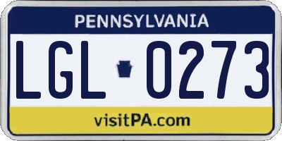 PA license plate LGL0273
