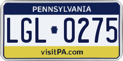 PA license plate LGL0275