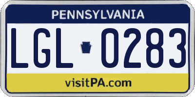 PA license plate LGL0283