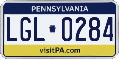 PA license plate LGL0284