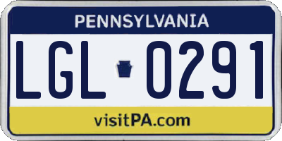 PA license plate LGL0291