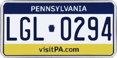 PA license plate LGL0294