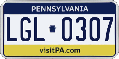 PA license plate LGL0307