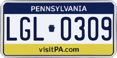 PA license plate LGL0309