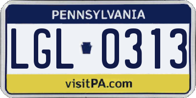 PA license plate LGL0313