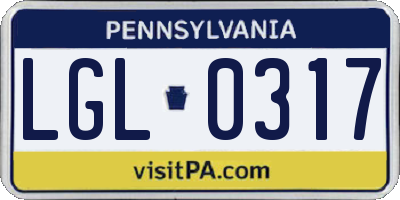 PA license plate LGL0317