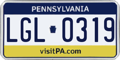 PA license plate LGL0319