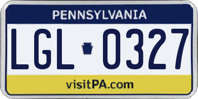 PA license plate LGL0327