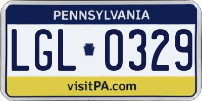 PA license plate LGL0329