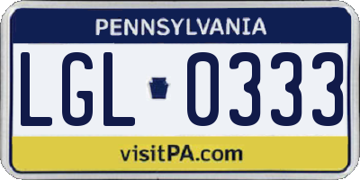 PA license plate LGL0333